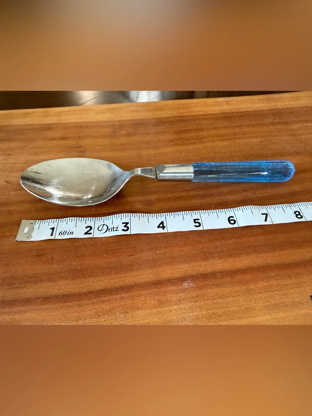 4 Pc Blue Acrylic Handle Stainless Serving Utensil Set Retro MCM